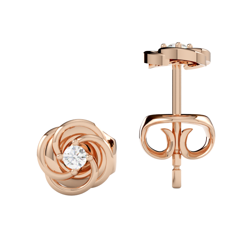 kolczyki z różowego złota z diamentem